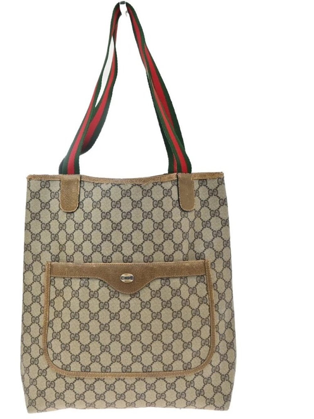 GUCCI Logo GG Pattern Sherry Shoulder Tote Bag PVC Leather Brown Italy 66KD503